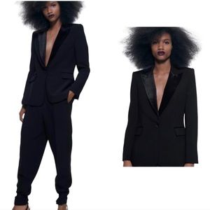 Zara Black Velvet Lapel Blazer